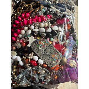 Large Mixed Jewelry Lot With Beads Chains & Pendants